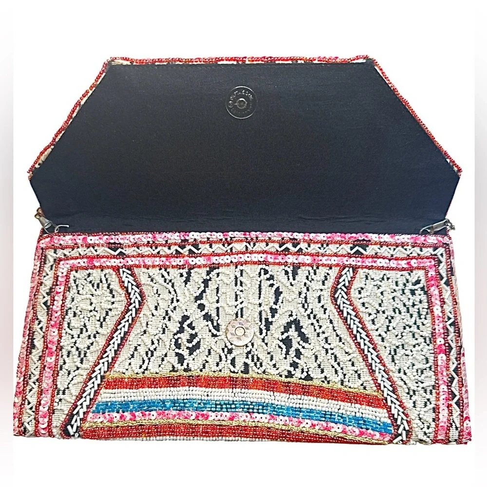RANEES EUC Elegant Multicolor Embroidered Clutch/Shoulder - Picture 4 of 7